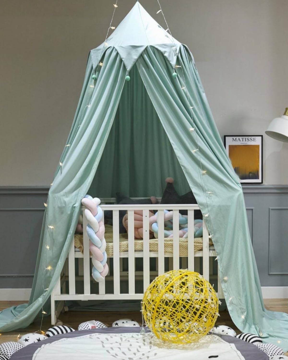 Surwin Bed Canopy for Girls Lake Green Round Dome Children Mosquito Net Protection Canopy - Image 3