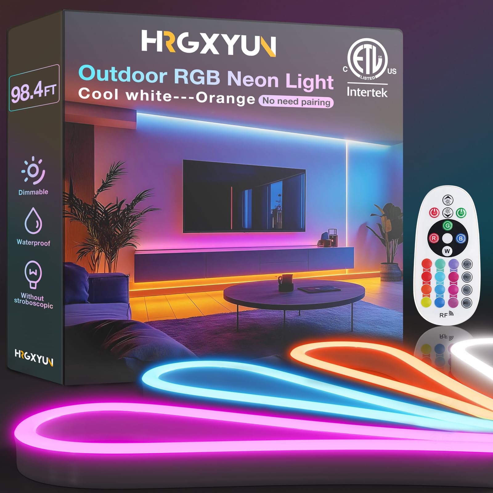 Tira de luces LED de neón RGB de 30 m, resistente al agua, IP65, con ajuste de brillo, flexible de neón con cambio de color, para supermercado, alta construcción