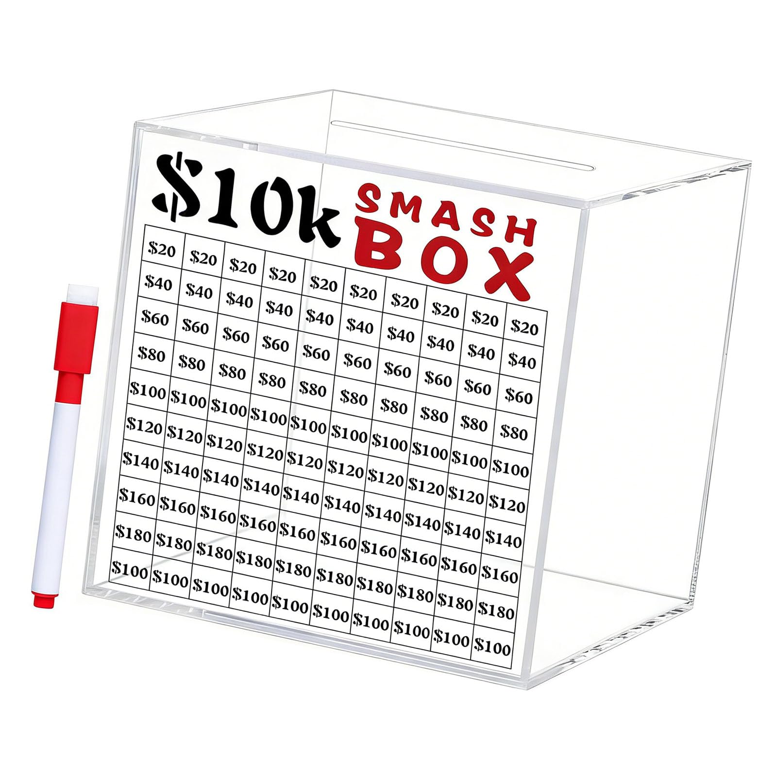 10k Smash Box for Money, Large Piggy Banks for Adult 10000 Saving Challenge Saving Boxes for Cash Savers Boxes Adult Saver