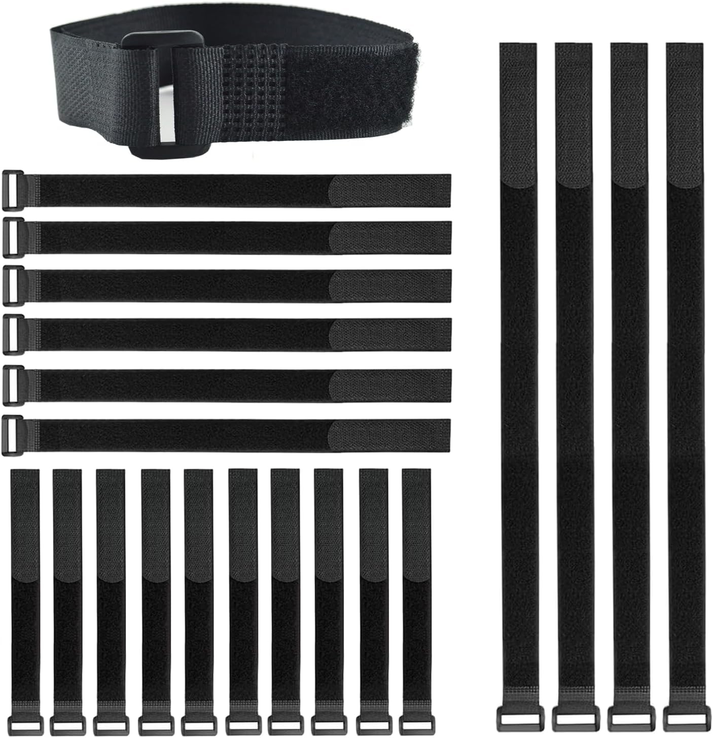 20 Pack(8"-12"-16") Reusable Fastening Cable Ties and Cable Straps,Adjustable Multi-Purpose Hook and Loop Straps Nylon Cable Ties Organizer Fastener Management Wire Straps