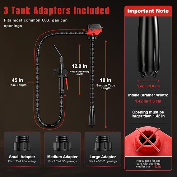 Fuel Transfer Pump for Milwaukee M18 Battery, 3.7 GPM Cordless Gas Can Pump