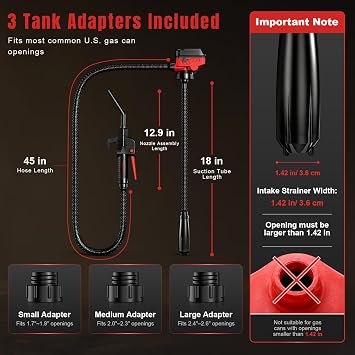 Fuel Transfer Pump for Milwaukee M18 Battery, 3.7 GPM Cordless Gas Can Pump