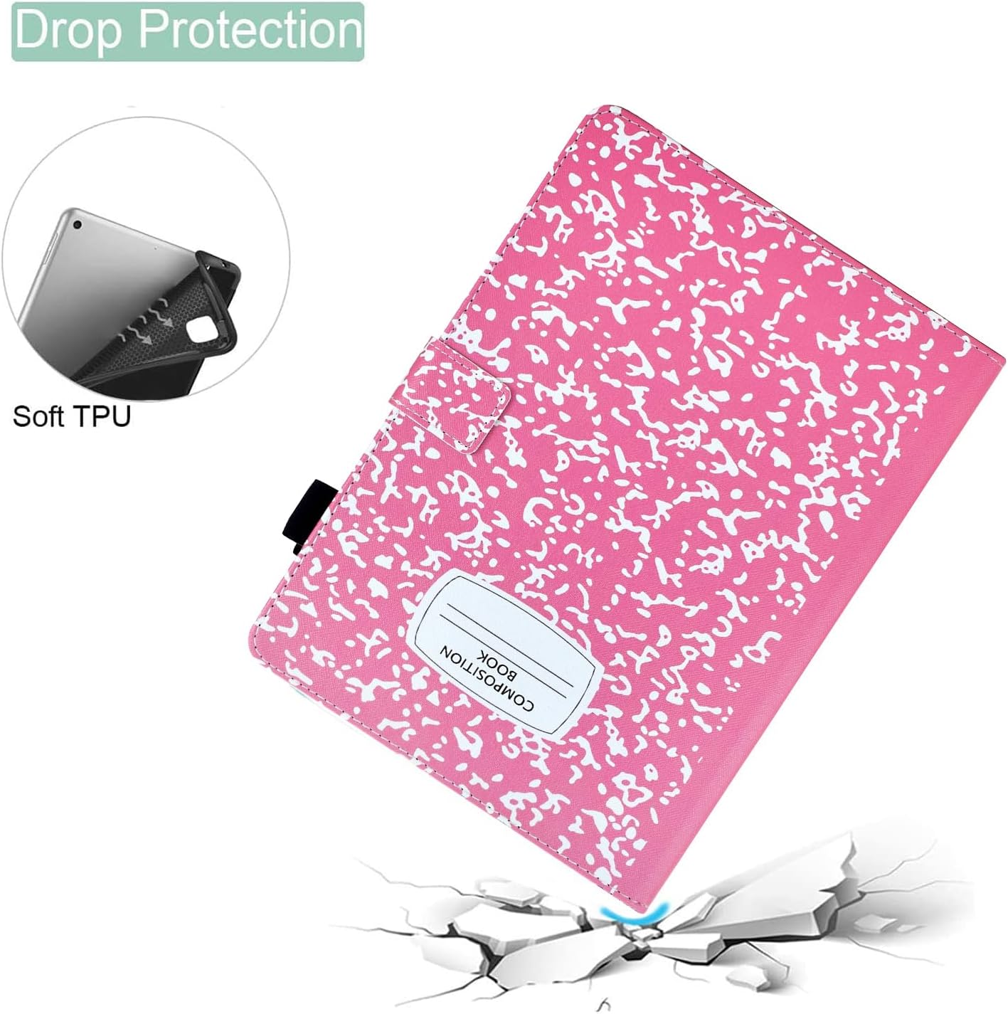 A16 Case for iPad 10th Generation 10.9 inch 2022,for iPad (A16) 11th Generation 11 Inch 2025,for i Pad 10th Gen Cute PU Leather Cover with Pen Holder and Stand for Kids,Girl,Women,Pink NoteBook - Image 5
