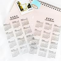 Vista 7 de 2 hojas de calendario 2024 separadores de carpetas A5 insertos de carpeta PP esmerilado transparente a5 6 anillas divisores de índice