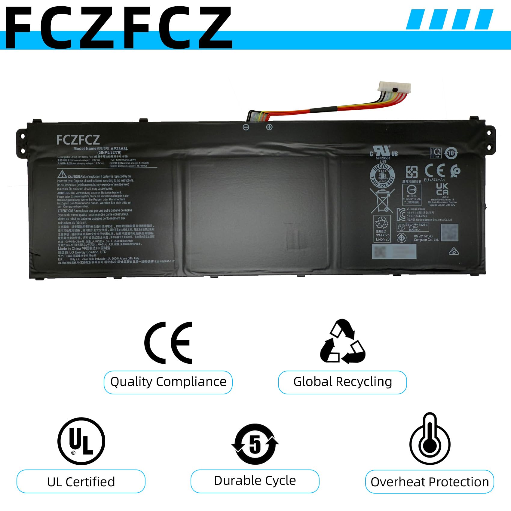 Amazon.com: FCZFCZ AP23A8L Battery 53.05Wh 4703mAh Replacement for