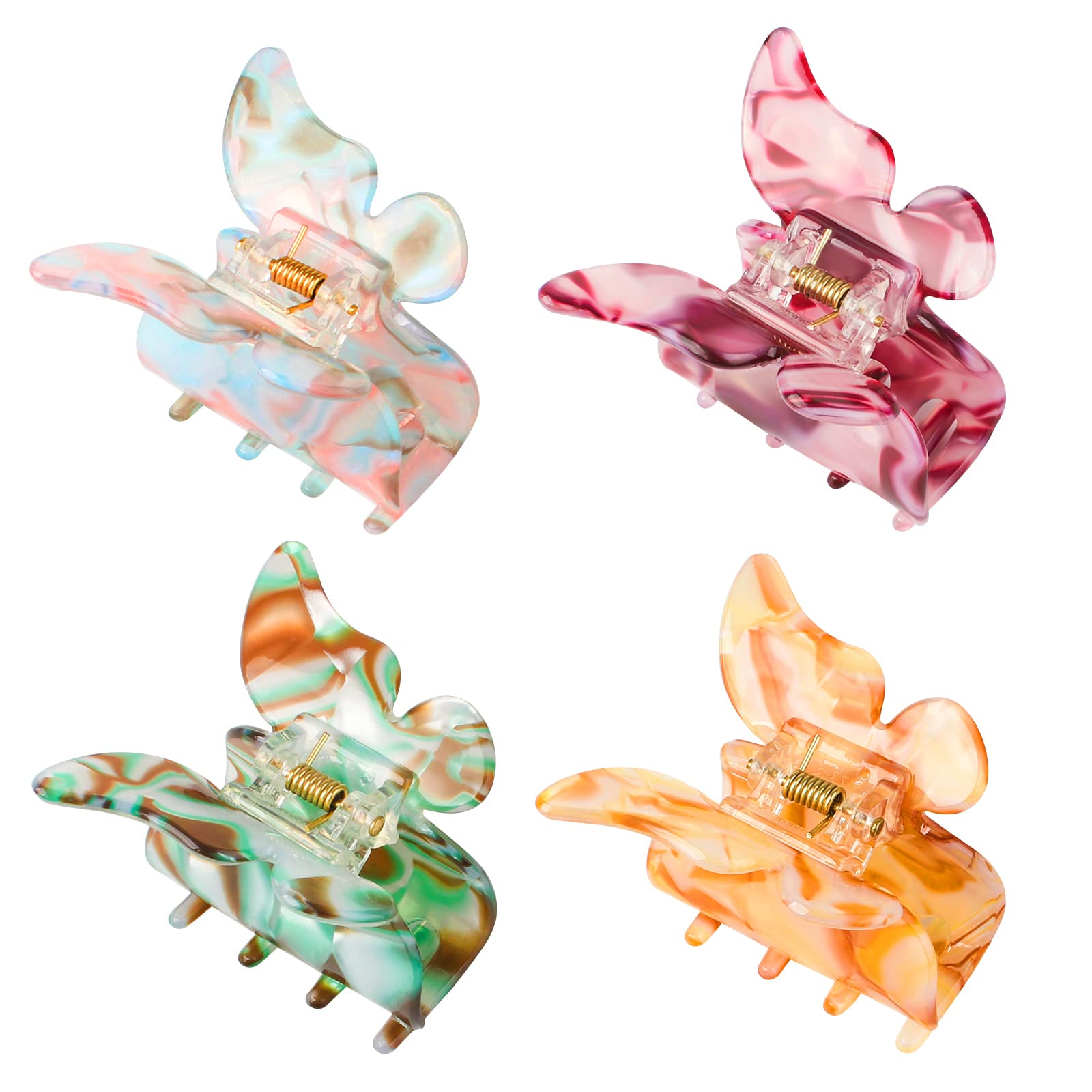 4 Pcs Pinzas de Pinzas de Pelo de Mariposa, Pinzas Pelo Mujer, Clip Pelo Mujer Claw Clip Pinza de Pelo Clip de Pelo Mediano y Bonito, Clips Hebillas de Pelo Adecuado para Leer Tener citas y Trabajar