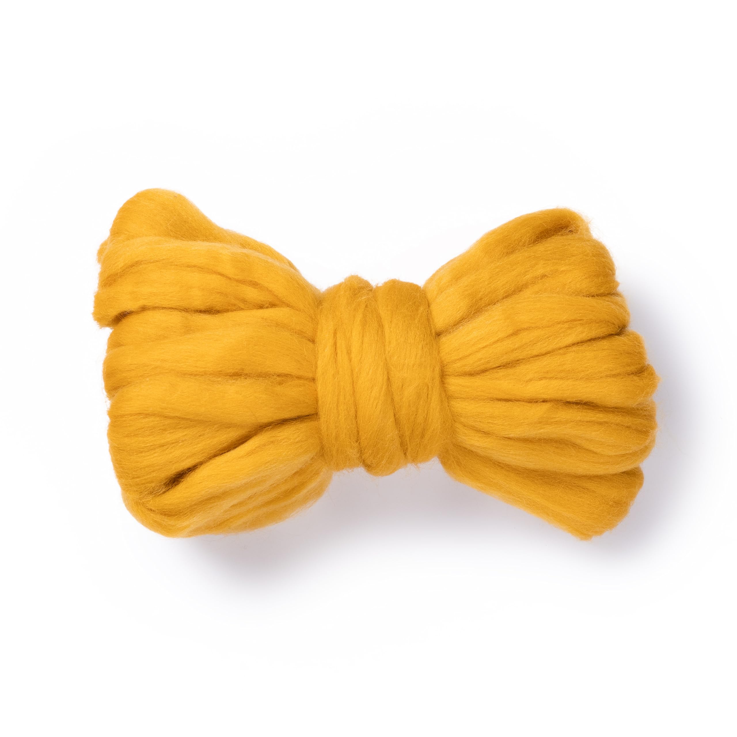 Kondoos Natural Wool roving, 2 OZ. Best Wool for Needle Felting and Wet Felting, handcrafts and DIY Spinning Projects, Wool Felting Supplies. Dyed Colors. (Mustard, 2 oz)