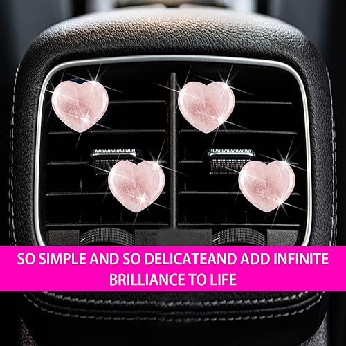 Miniatura 6 de ZBGUN 4 clips de salida de aire acondicionado para automóvil, forma de corazón simulado, exquisitos adornos de salida de aire, accesorios