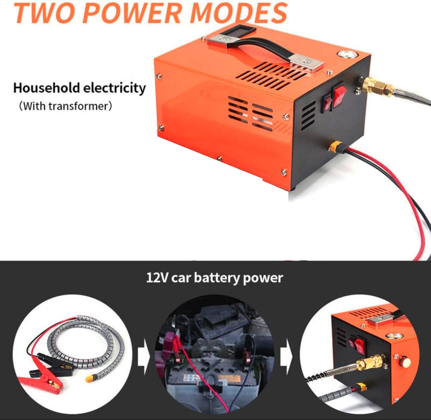 Air Compressor Pump 4500PSI 300BAR 30MPa DC 12V Pump for Diving, Outdoor, Fire Fighting etc.