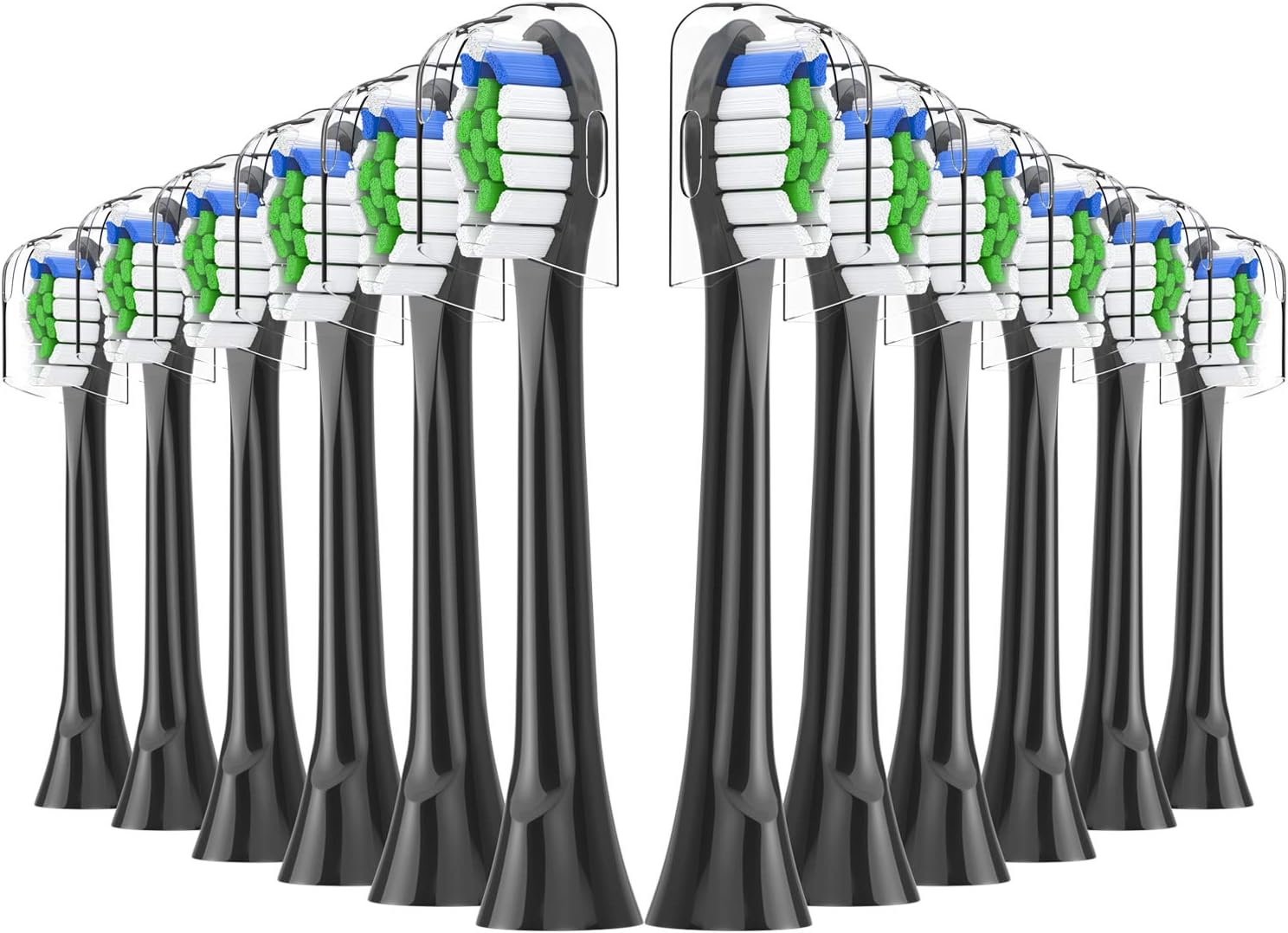 Replacement Toothbrush Heads Compatible with Philips Sonicare Electric Toothbrush -Brush Head for DiamondClean Protectiveclean 2 Series Dailyclean Plaque Control, 12Pack (12 Black)