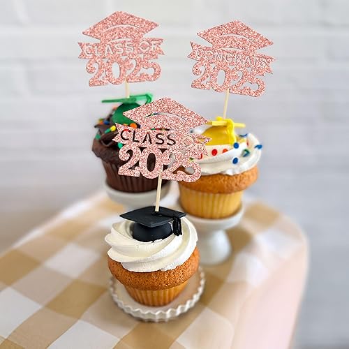 Miniatura 4 de 36 piezas de graduación 2024 decoraciones para cupcakes con purpurina para la clase de 2024, decoraciones para fiestas temáticas de graduación 2024,