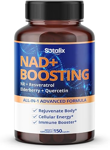 Fórmula avanzada todo en 1 NAD+ Boosting de 15,200 mg con NR, resveratrol, saúco, quercetina, refuerzo inmunológico, bienestar general, fabricado y