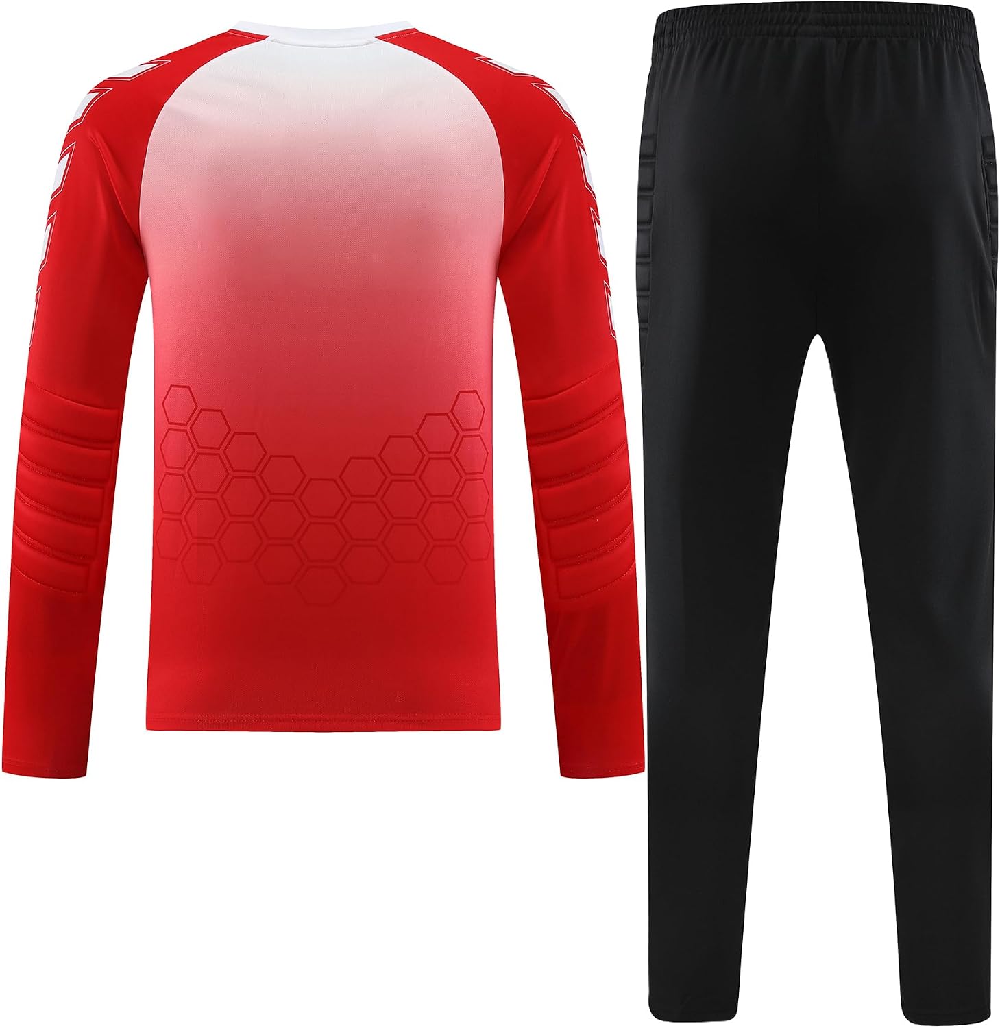 Hiheart Boys Goalkeeper Soccer Jersey and Pants Set Padded Long Sleeve Goalie Shirt