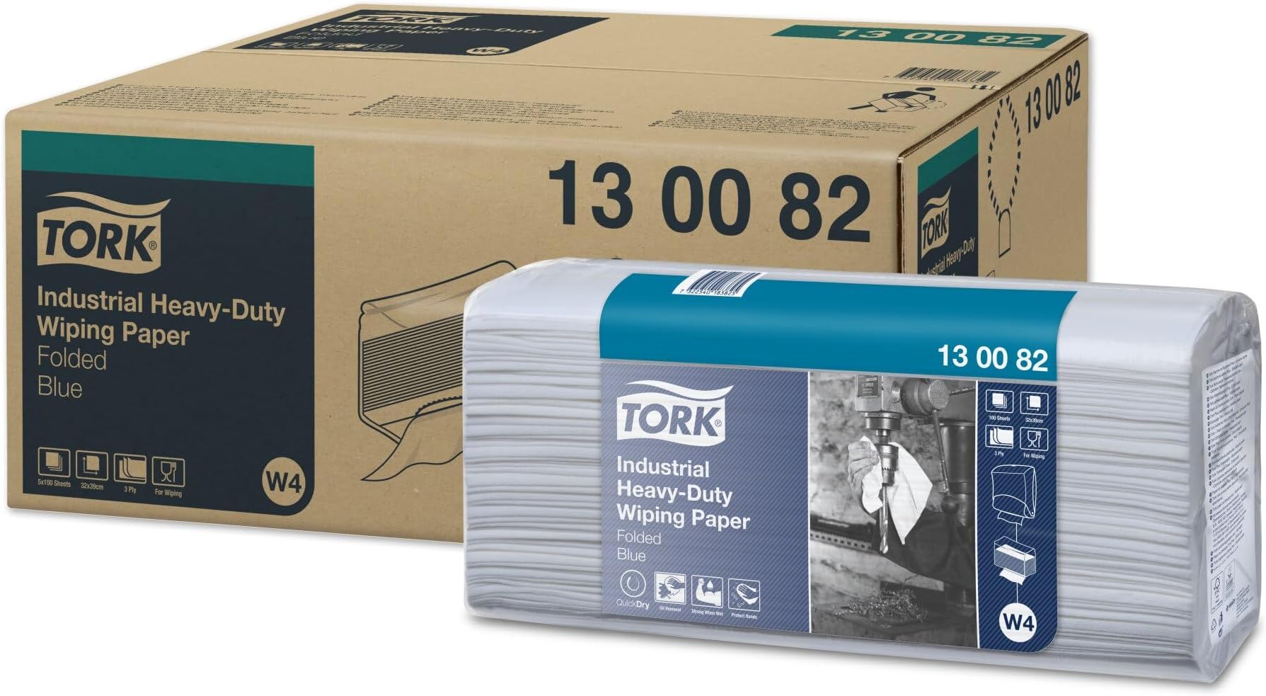 Heavy Duty Wiping Paper Blue W4, Protects Hands, 100 sheets, 130082
