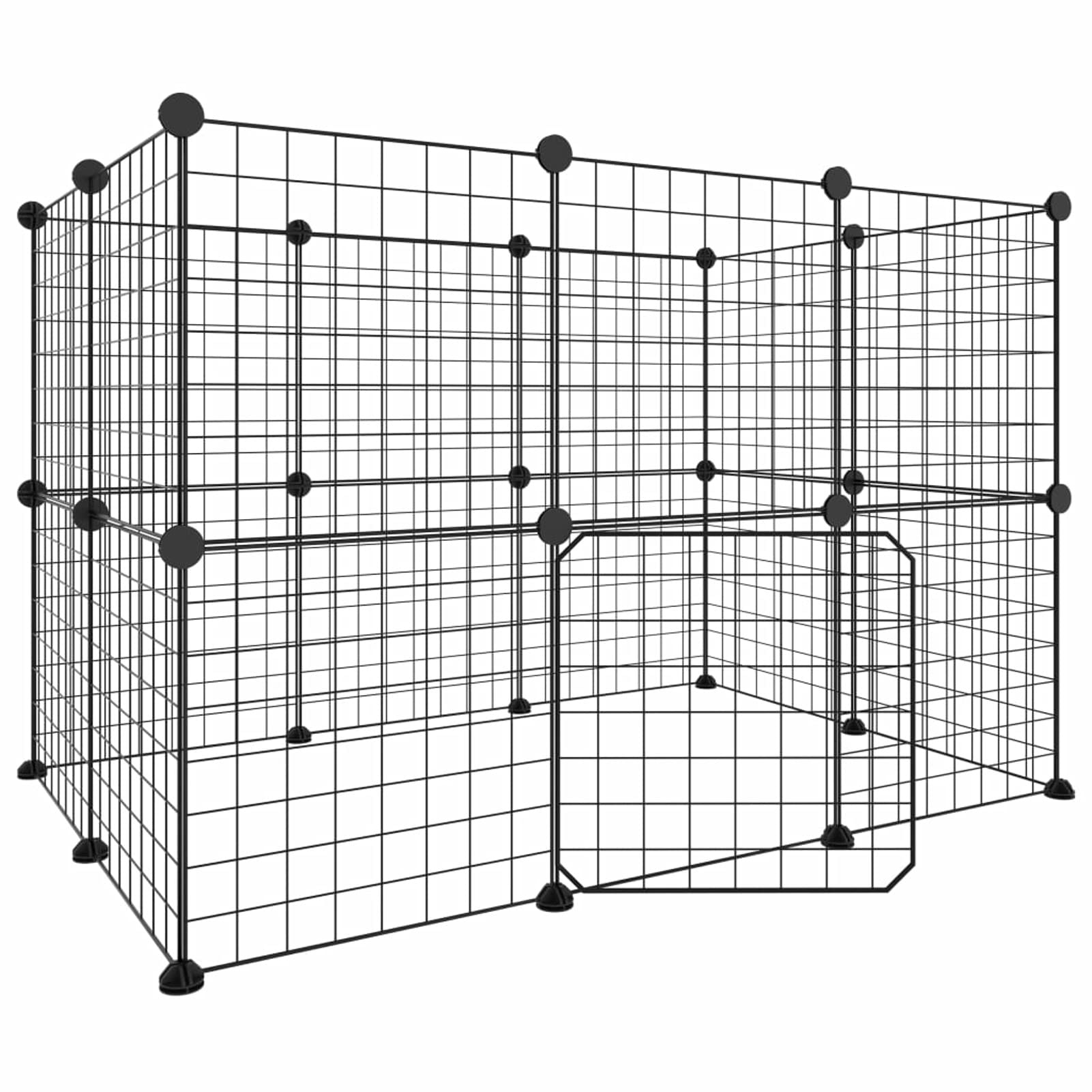 Jaula para Mascotas de 20 Paneles Puerta, ZEYUAN Jaulas para Conejos, Jaula Cobaya, Valla para Mascotas, Recinto para Conejos, Cosas para Conejos, Parque para Conejos, Acero Negro 35x35 cm