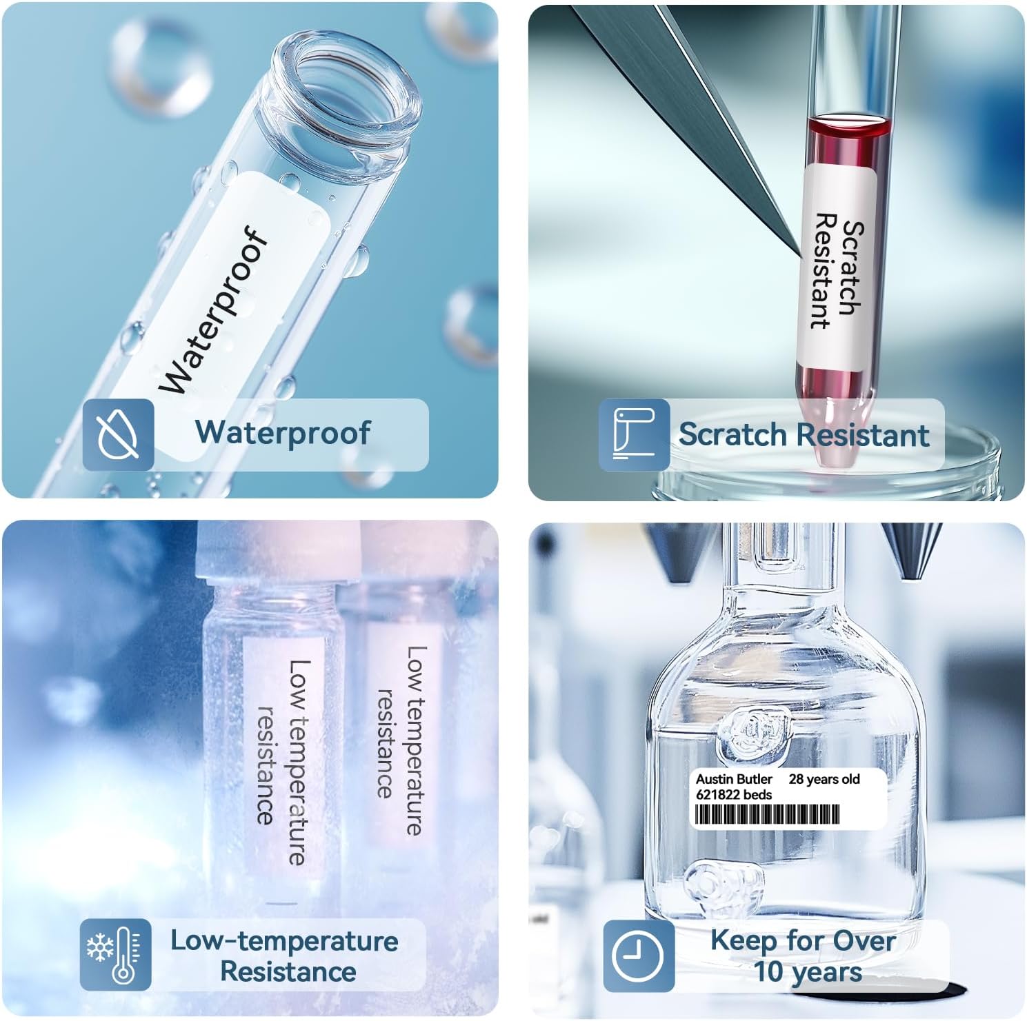 NIIMBOT M2/M3 Labels Low-Temperature Label Paper 1.44'' x 0.37'' (385Labels/Roll), Liquid Nitrogen Medical Scientific Research Sample Detection Centrifuge Tube -198°C Freezing Adhesive Sticker - Image 3