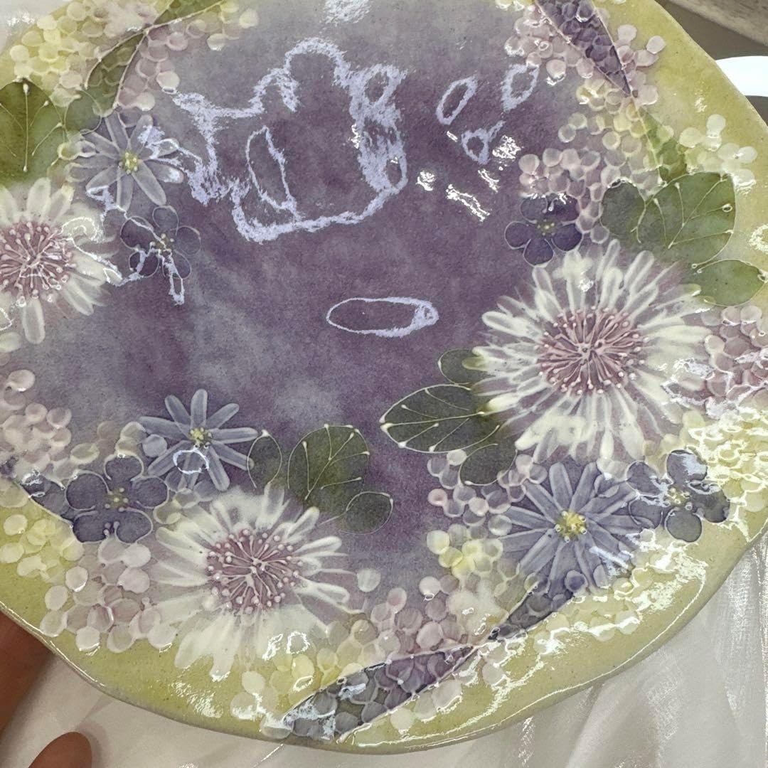 工房「ゆずりは」 花かざり パスタ皿瀬戸焼 24mプレゼント