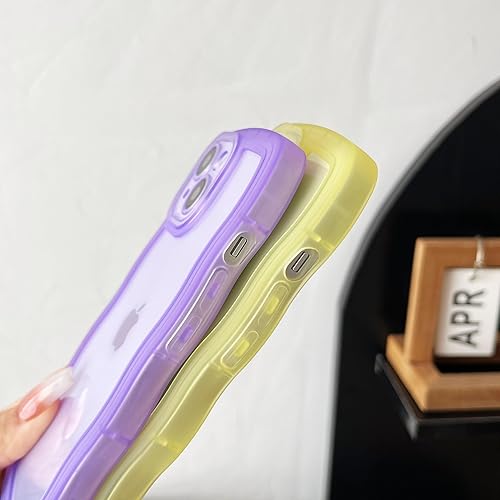 Miniatura 5 de Caseative Marco de onda rizada de color sólido transparente suave compatible con iPhone (amarillo, iPhone 14)