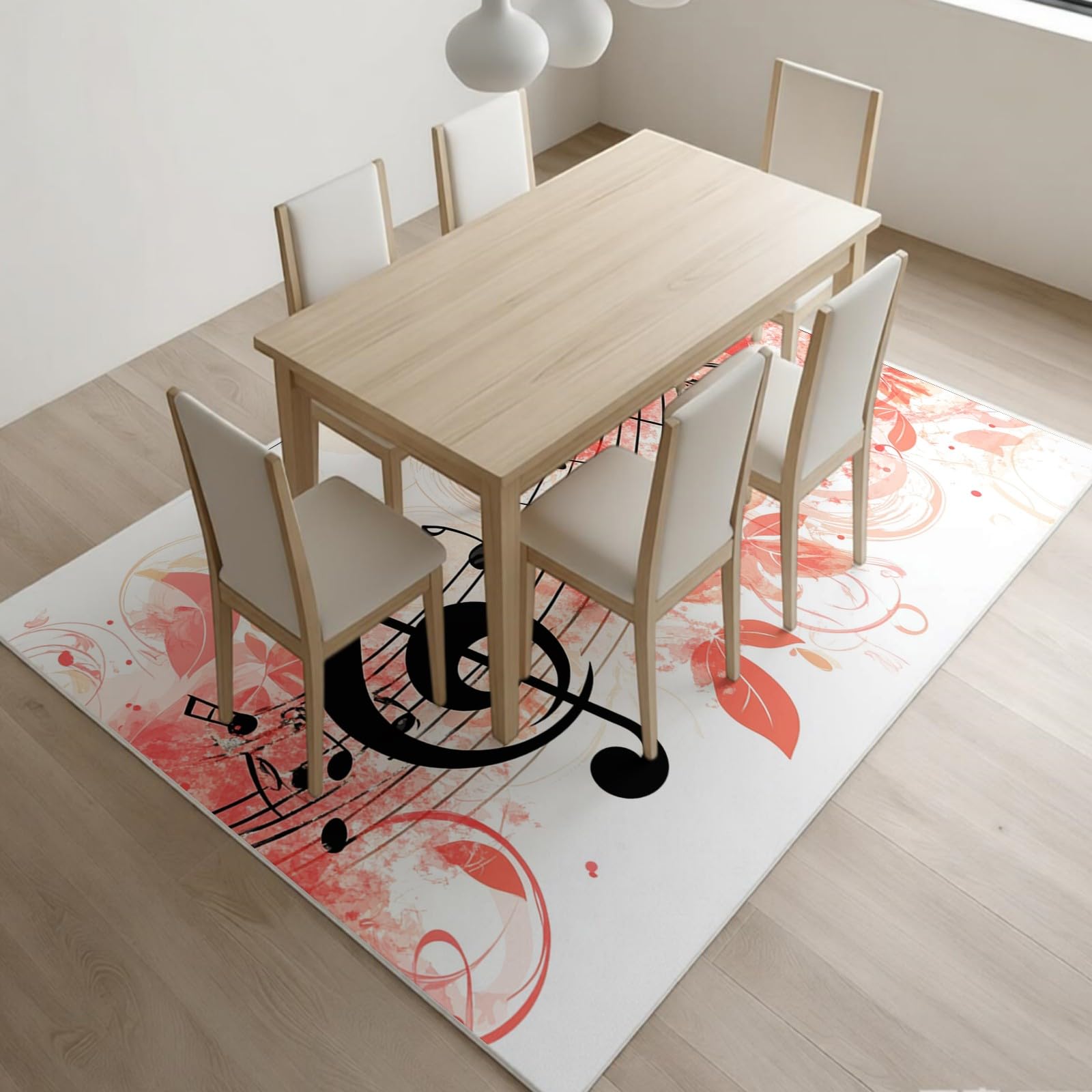 Tappeto Grande 180 x 270 cm Note ad acquerello Tappeto Salotto Lavabile in Lavatrice a Pelo Corto Antiscivolo Tema musicale per Cucina, Camera da Letto e Ufficio