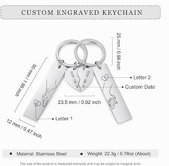 Couple Gifts,Personalized Matching Keychains for Couples Custom Keychain Set with Name for Boyfriend Girlfriend