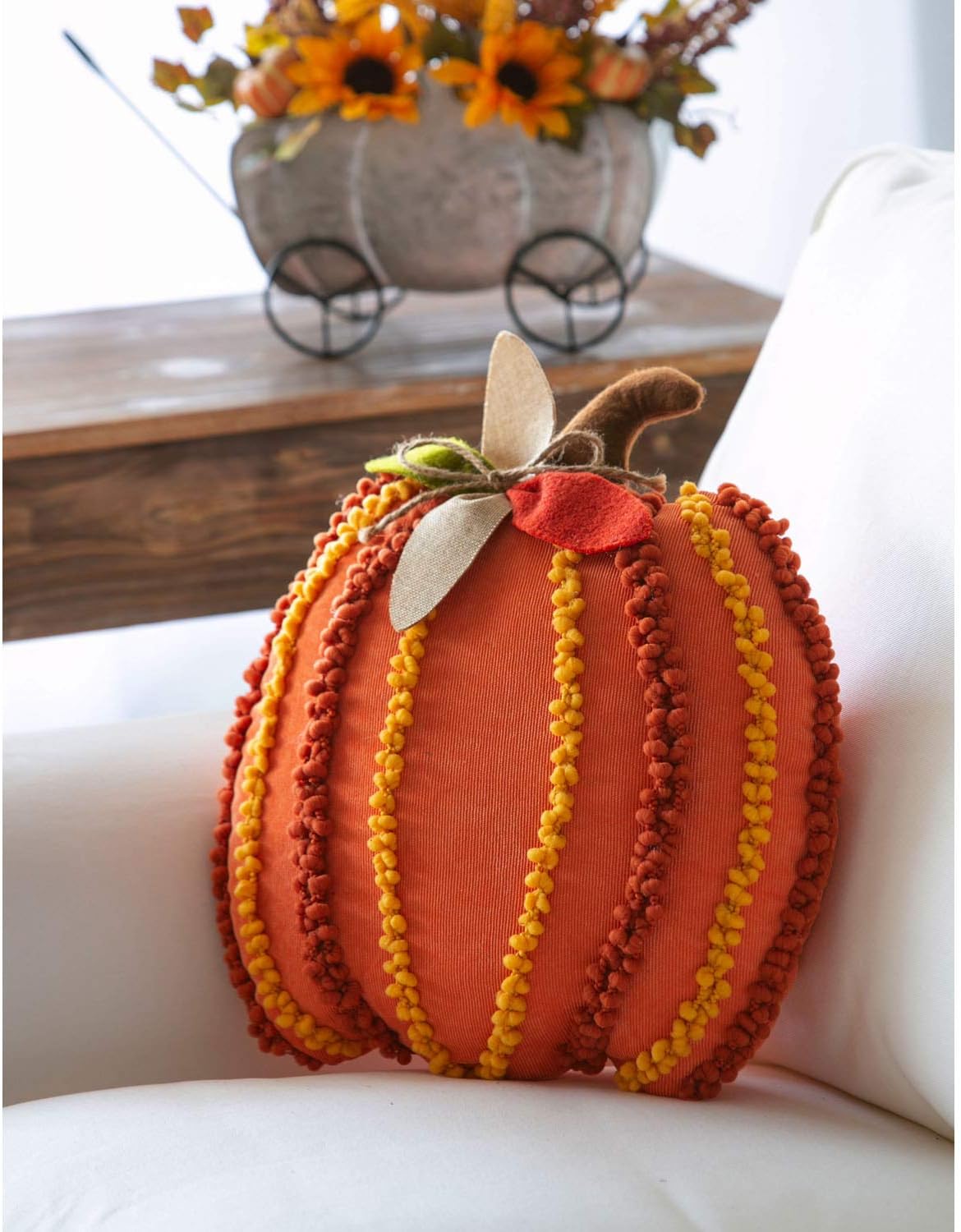 Cypress Home Beautiful Thanksgiving Fall Pumpkin Shaped Comfortable Pillow - 16 x 4 x 17 Inches Indoor/Outdoor Decoration for Homes, Yards and Gardens