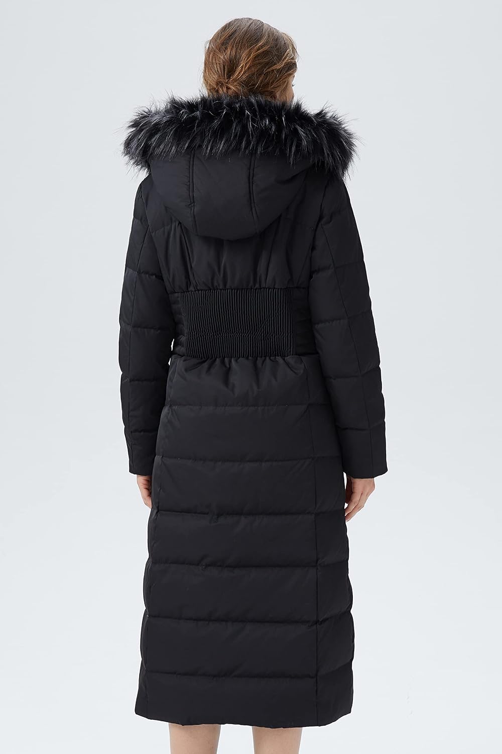 Orolay Women Warm Down Jacket with Hood Fur Long Puffer Coat - Image 2