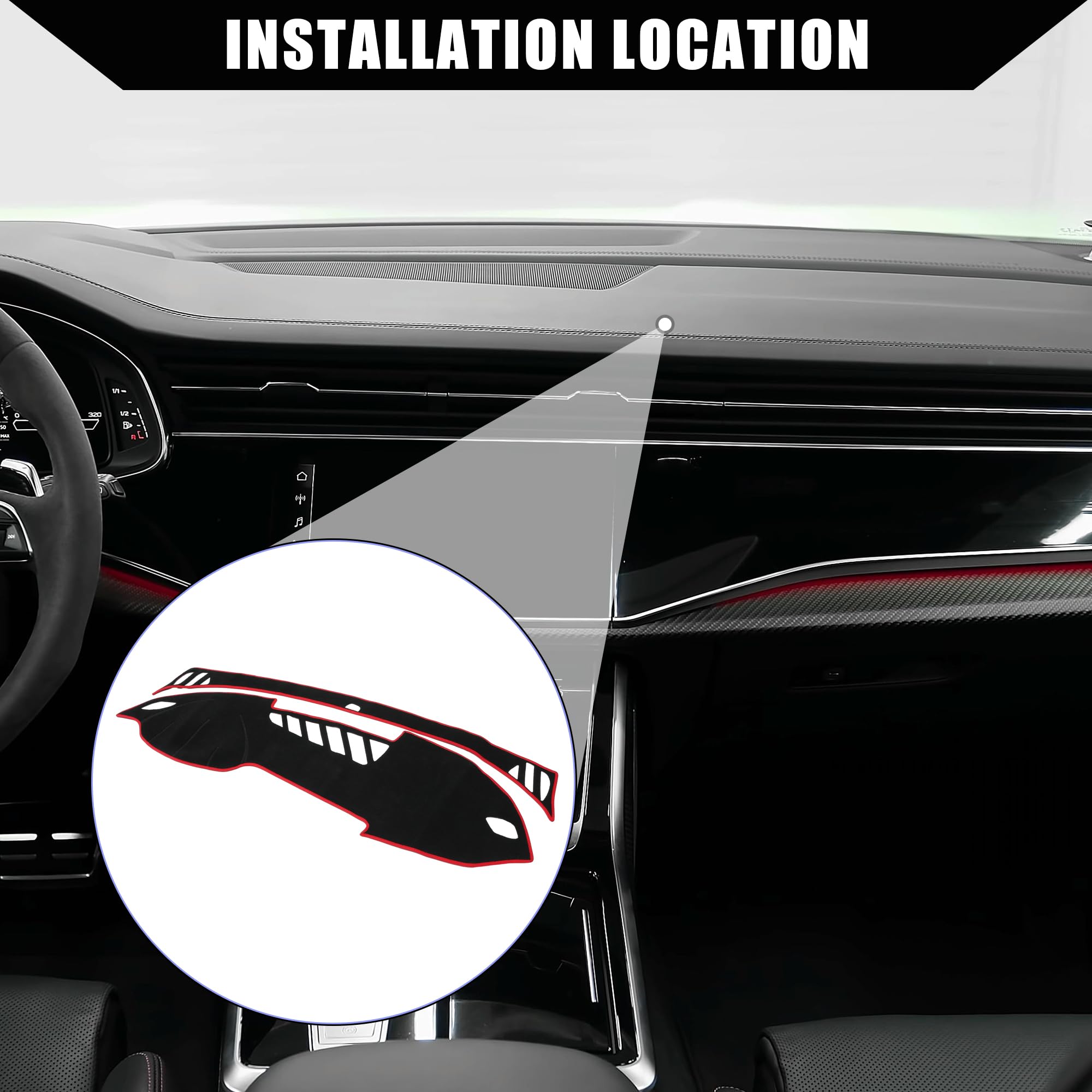 Auto Armaturenbrett Abdeckung für Audi A6 2012-2017 Mittelkonsole Armaturenbrettabdeckung rutschfest Polyester 1 Stück Schwarz Rot