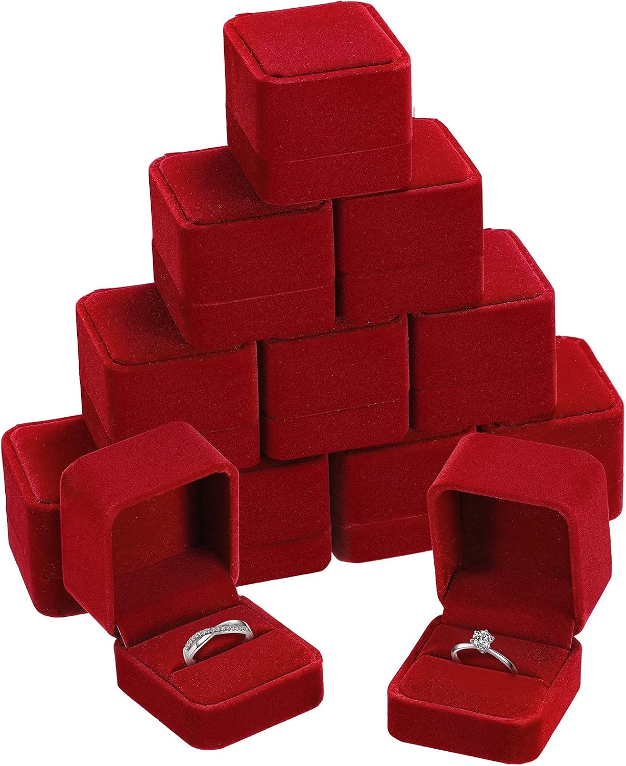 Zhanmai 12 Pcs Velvet Ring Box Jewelry Box Earring Jewelry Case Gift Boxes for Women Wedding Anniversary 2.12 x 1.77 x 2 Inch(Black)