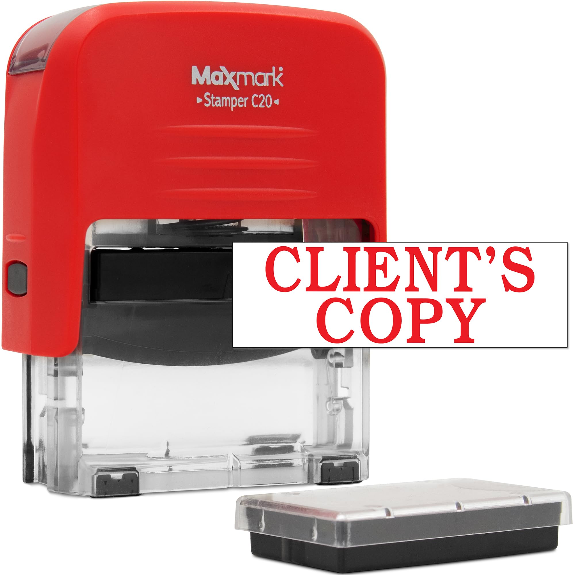 Client’S Copy Self Inking Stamp, Printer 20 with 2 Pads - Red Ink