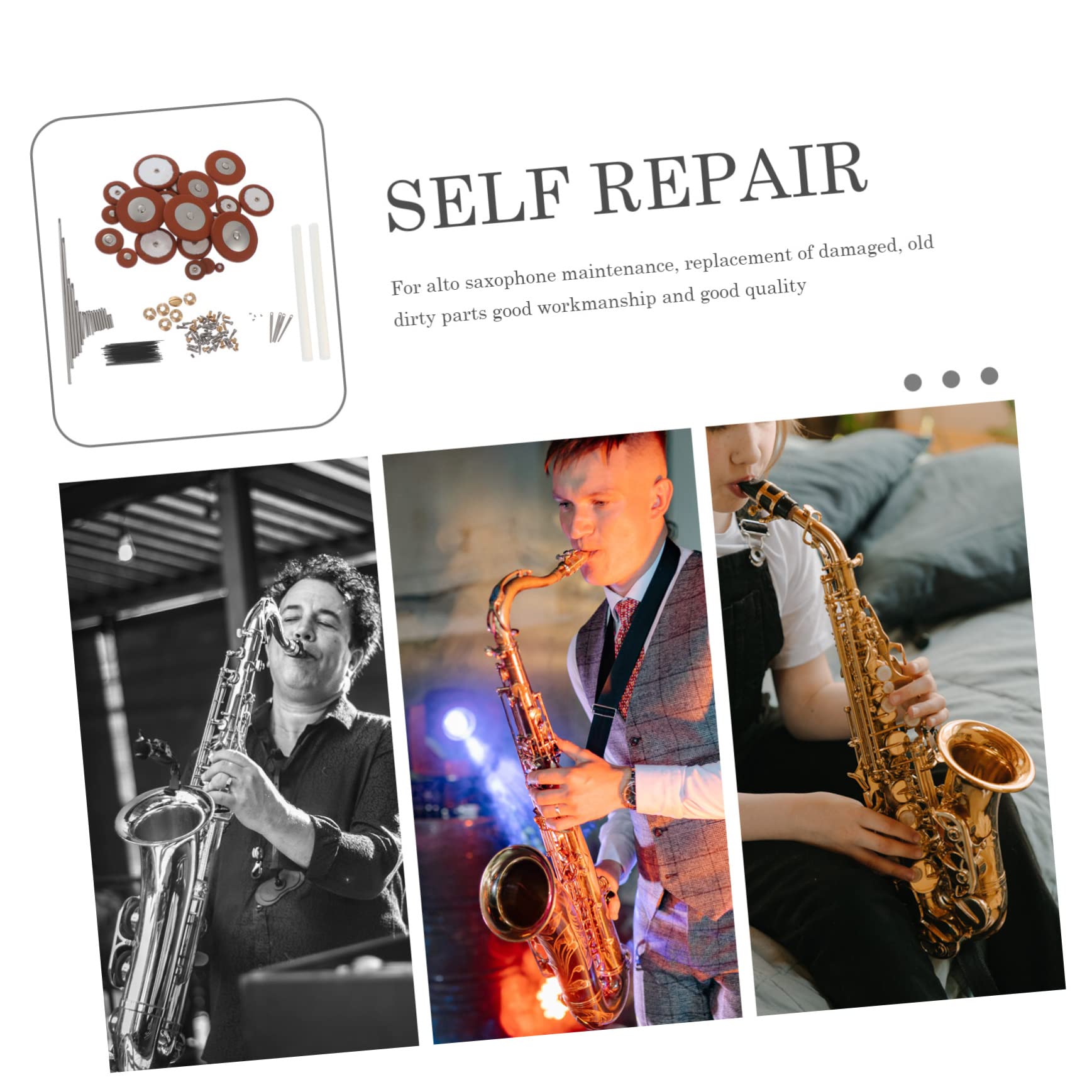 ibasenice Kit Di Riparazione Per Sassofono Set Completo Di Strumenti Per Strumenti a Fiato Viti Metalliche e Accessori Per Sax Contralto Facile Da Usare e Sostituire
