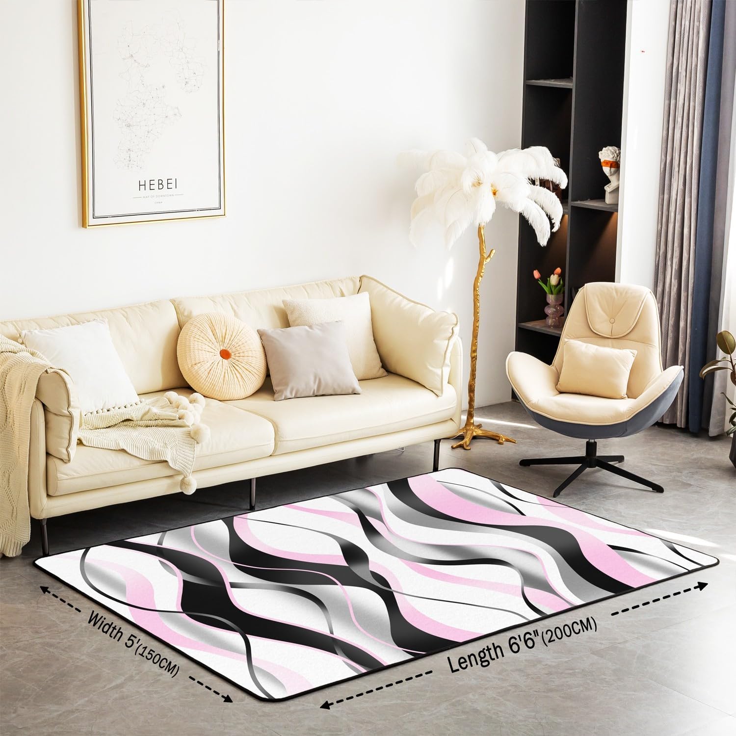 Feelyou Pink OmbreLiving Room Rugs Area Rug for Boys Teens image 3