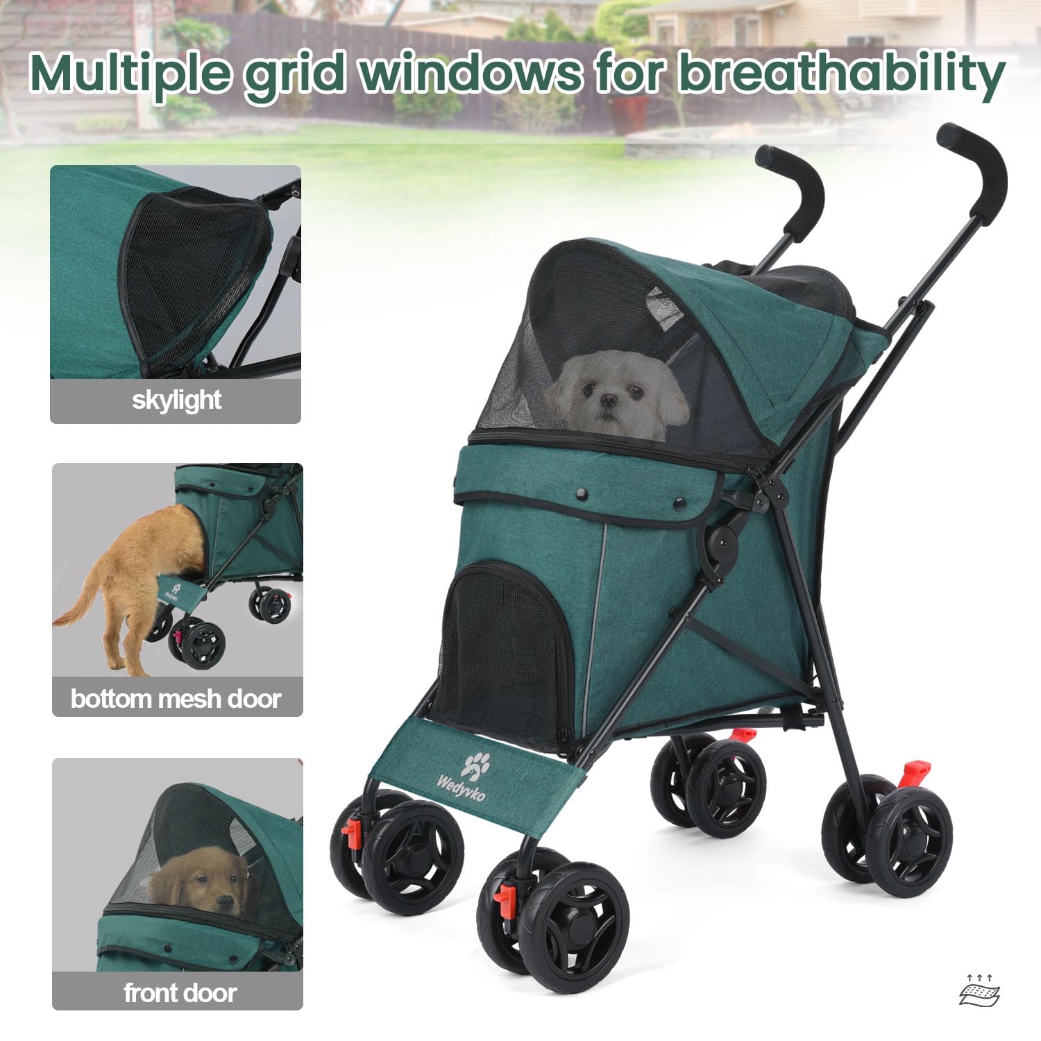Wedyvko Umbrella Dog Stroller for Small Dogs, Dark Green