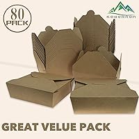 Vista 4 de 80 piezas 26 oz (780 ml) contenedores de comida desechables para llevar, cajas de comida marrón, caja de papel kraft para llevar apta