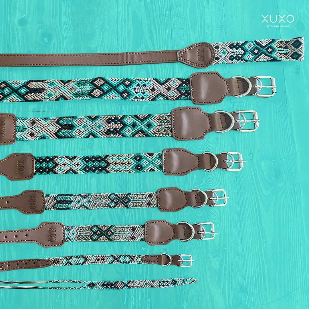 XUXO Dog Collar, Vegan Leather, Handmade, Water Resistant, Durable, Mahahual, L