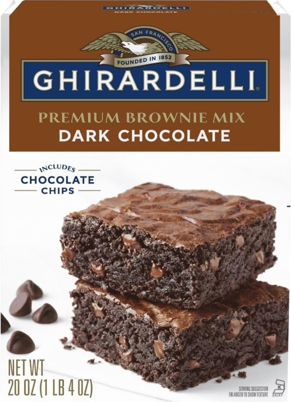 Dark Chocolate Premium Brownie Mix, Includes Chocolate Chips, 20 oz Box
