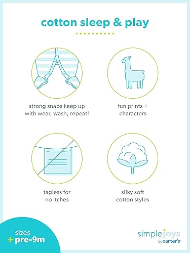 Miniatura 5 de Simple Joys by Carter's Paquete de 2 unidades unisex para bebé con pies de algodón para dormir y jugar