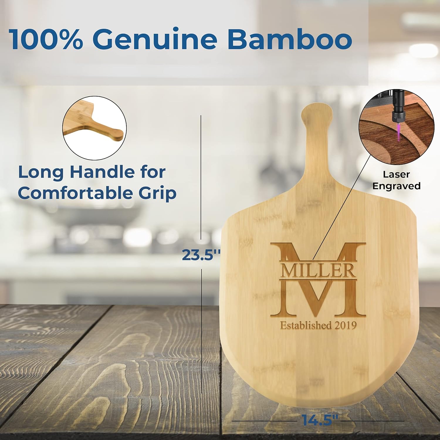 Sofia's Findings Personalized Pizza Paddle | Bamboo Wood Paddle Board - Miller Design