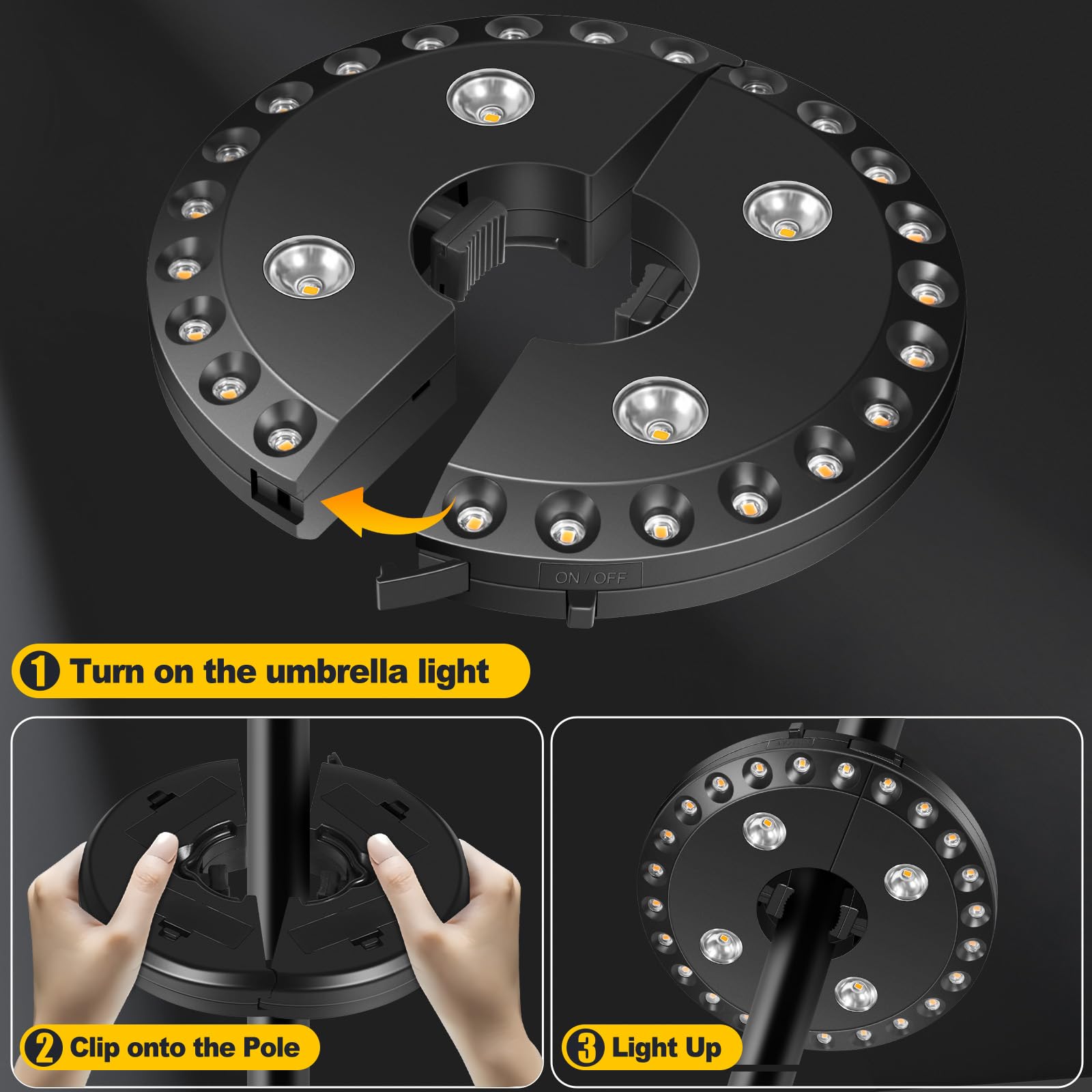 Luce a LED ricaricabile tramite USB, luce bianca fredda, illuminazione esterna senza fili per ombrelloni da giardino, paralumi da appendere e decorazione a bordo piscina