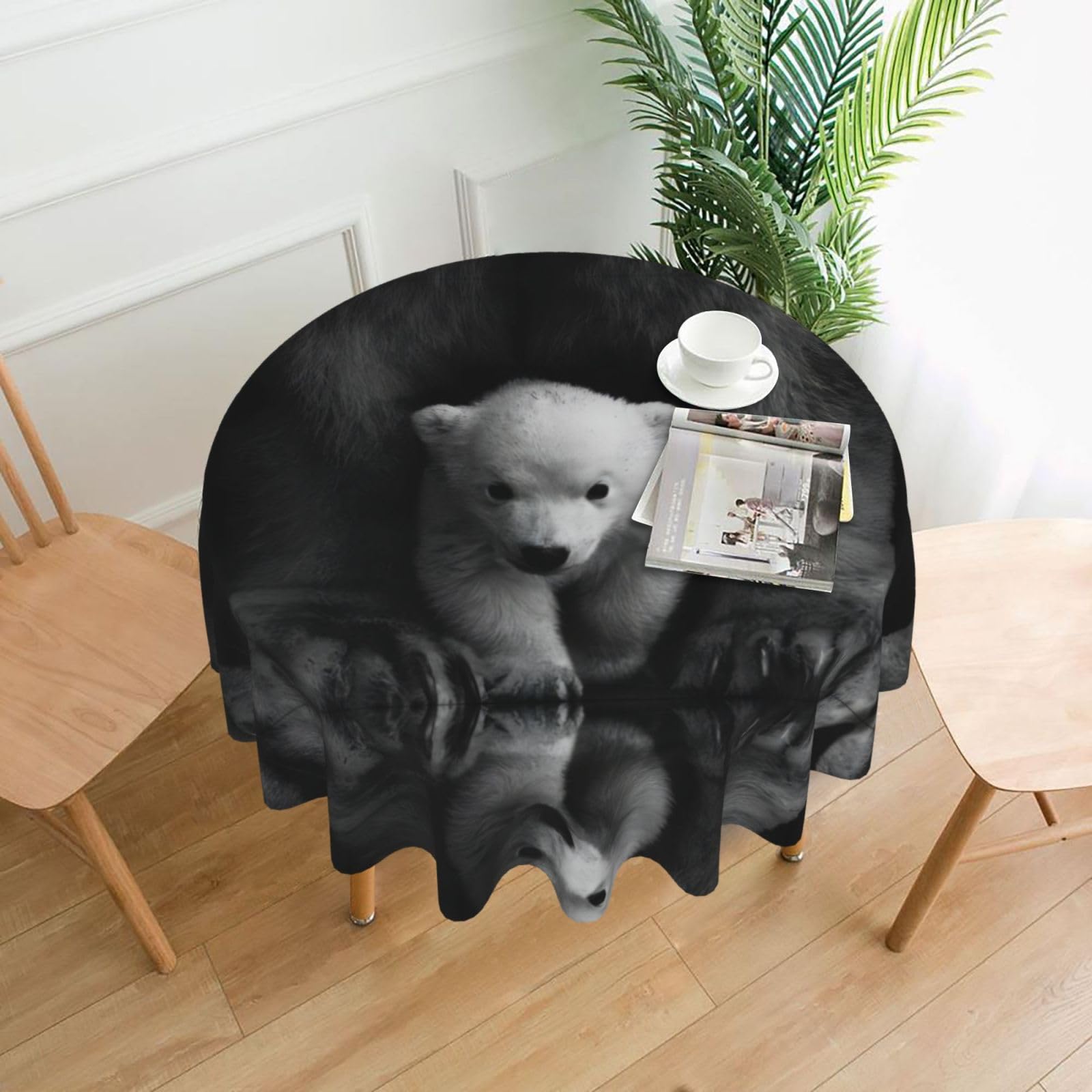 ZHAOUR Bear Print Round Washable Tablecloth – Table Cover
