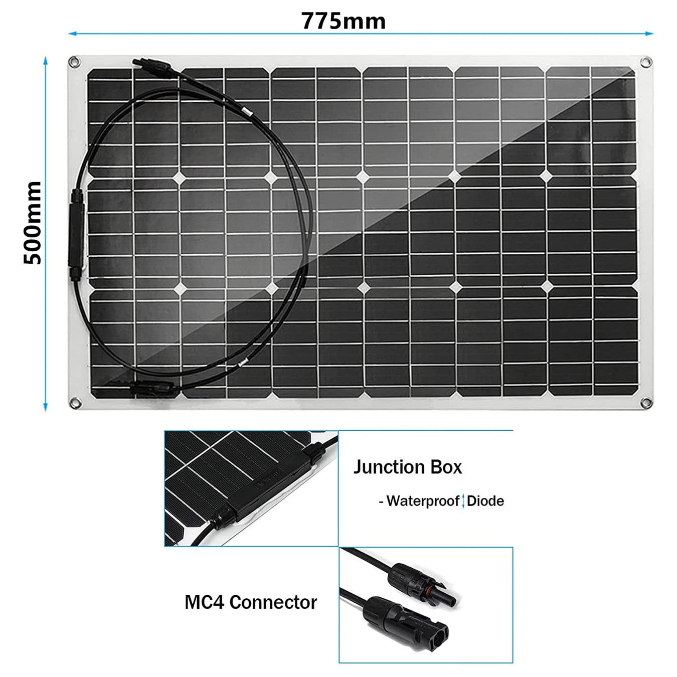 300W Pannello Solare Monocristallino,18V modulo fotovoltaico,(150 W x 2) Kit Pannello Solare Monocristallino,Pannelli Solari da Balcone, Energia Verde Sostenibile,Adatto per Camper,Tetto,Giardino