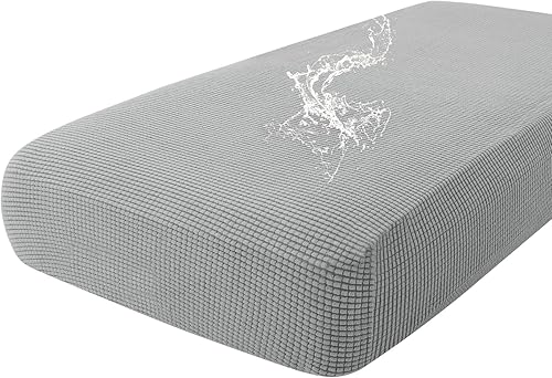 Miniatura 116 de hyha - Fundas de cojín impermeables para sofá modular, fundas de cojín de sofá en forma de L, tela jacquard gruesa, funda de diván con parte Gris