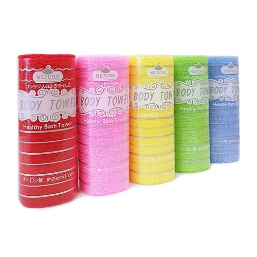 NEPURE Toalla de ducha exfoliante coreana, tamaño grande, 5 colores, exfoliante corporal para eliminar la piel seca, reutilizable (5, mezcla)