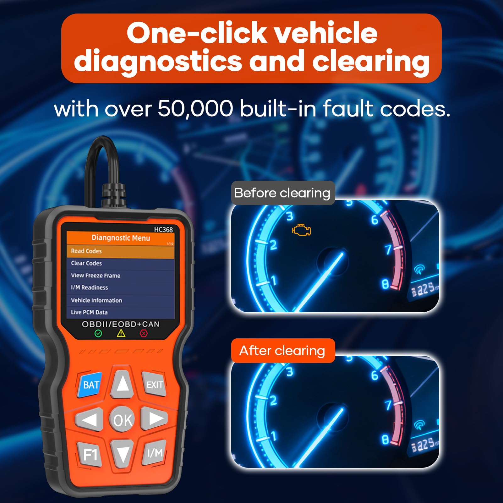 OBD2 Valise Diagnostic Français Auto Multimarque, Outils Diagnostics Système Moteur OBD-II Boitier EOBD Complet de Batterie Lecteur pour VW, Audi et Tous Les Véhicules OBD 2 dès 2003, Noir