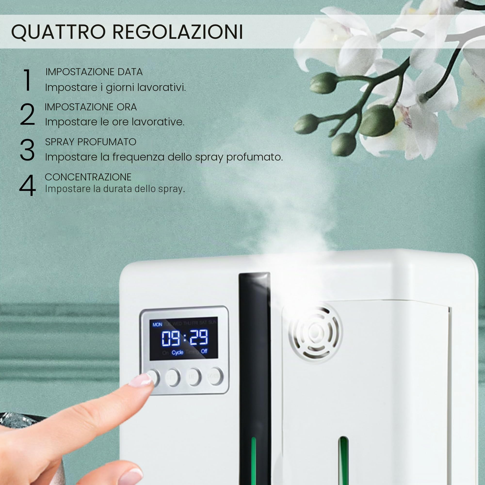 Diffusore di Olio Elettrico + Olio Essenziale 100 ml. Diffusore di fragranze professionale. Deodorante per ambienti marketing olfattivo per aromaterapia. Per superfici di 50-300 m².