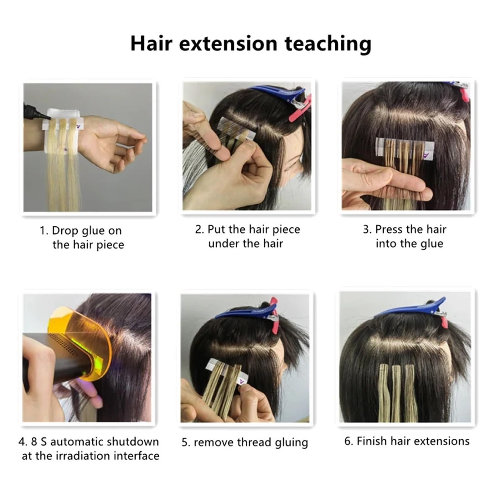 Ferro per Extension per Capelli Tecnologia Hair Extension Set Strumento for Nastro Hair Extension Fast Grafting Tool for Depilazione(Whole Kit)