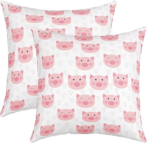 Miniatura 1 de Lovely Pig Throw Pillow Covers Cute Cartoon Pink Wild Animals Cushion Covers for Kids Girls Teens Watercolor Romantic Hearts Graffiti Girly Cushion