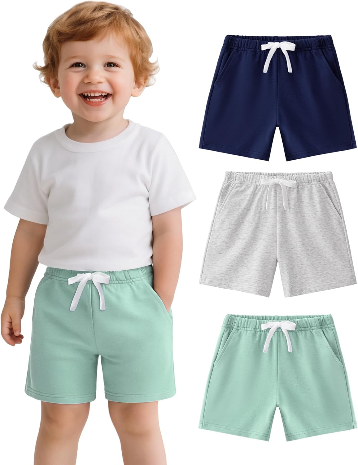 Witwot 3 Pack Toddler Shorts French Terry Baby Boys Shorts Infant Summer Clothes Size 18M-5T