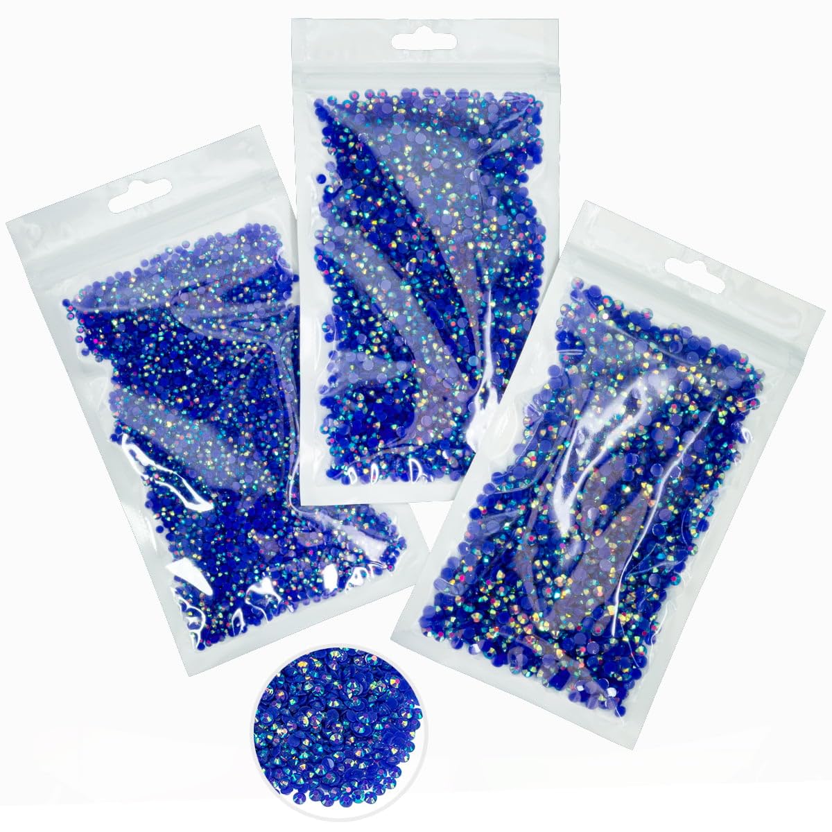 qiipii 16000PCS Royal Blue AB Resin Rhinestones for Crafting 3mm 4mm 5mm Dark Blue Flatback Jelly Stones Bulk Diamonds Gems Charms for Nails Face Eyes