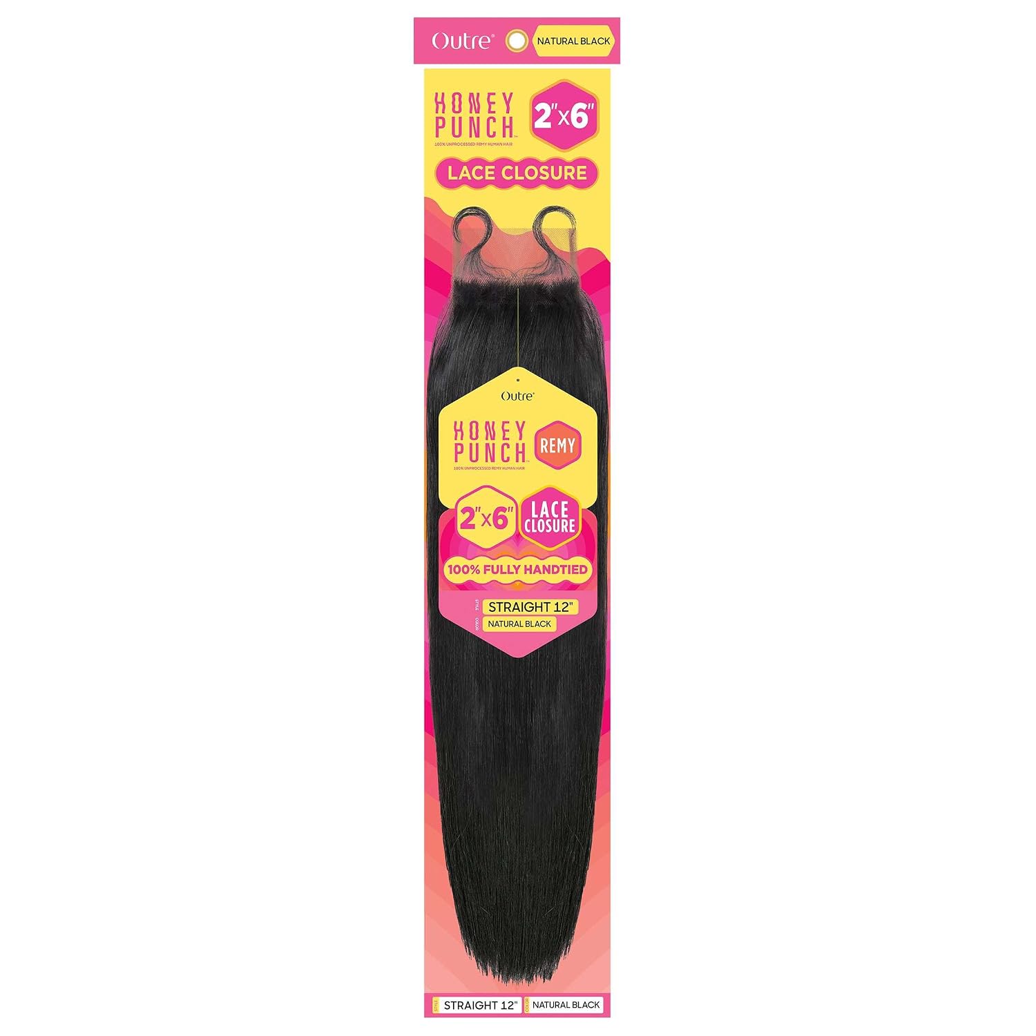 Outre Honey Punch 100% Unprocessed Remy Human Hair - 2X6 HD Lace Closure Straight 12" (NATURAL)