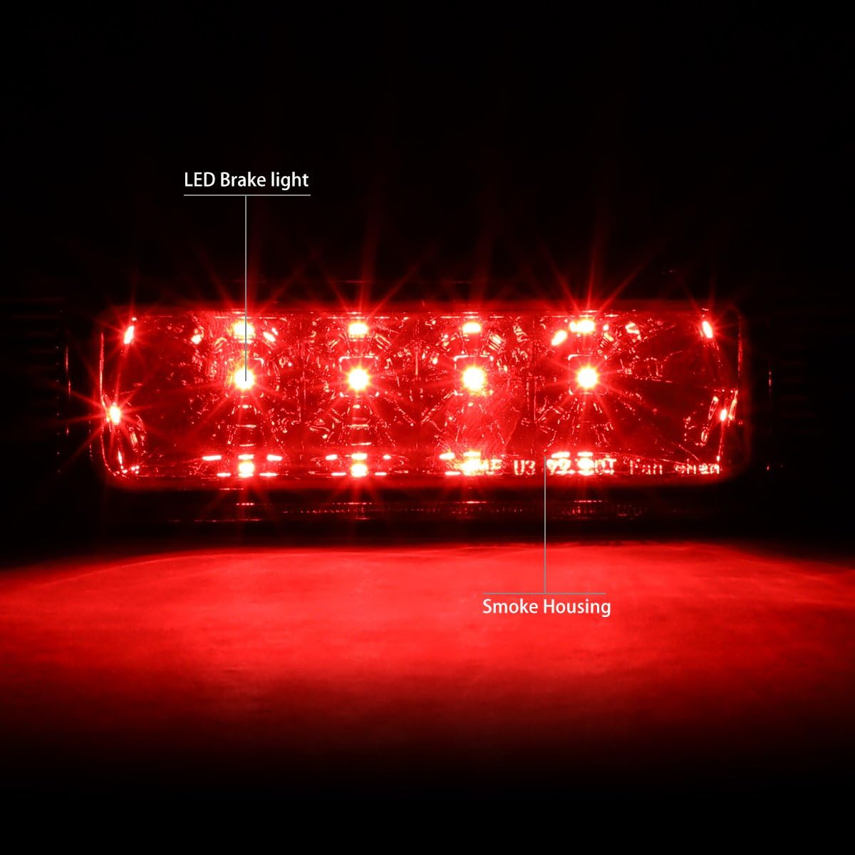 DNA MOTORING 3BL-JGC99-LED-SM Smoked Lens LED Third Tail Brake Light [Compatible with 99-04 Jeep Grand Cherokee]